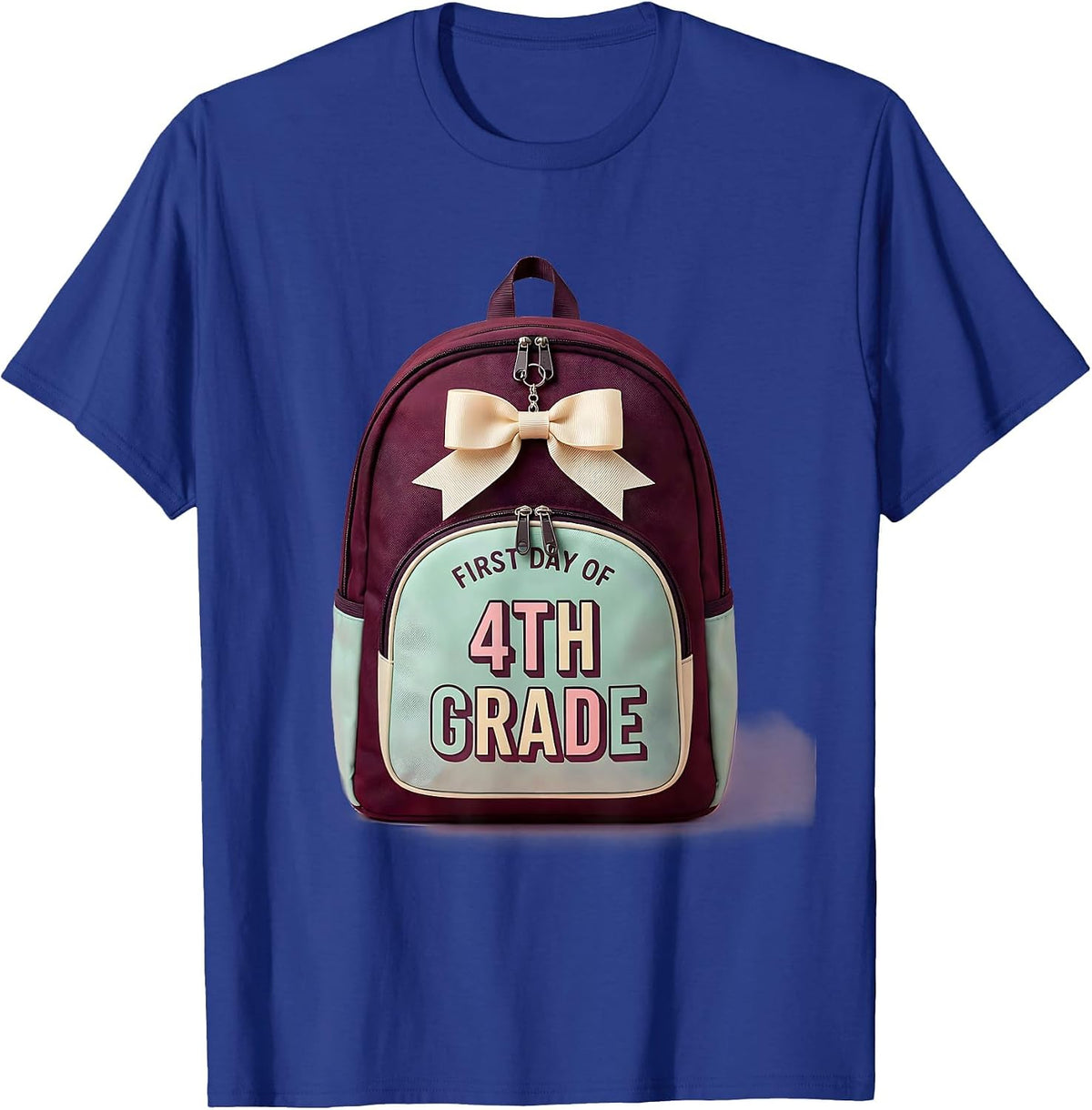 Men's First Day Of 4th Grade Coquette Bow Back To School Girl T-Shirt - Royal Blue