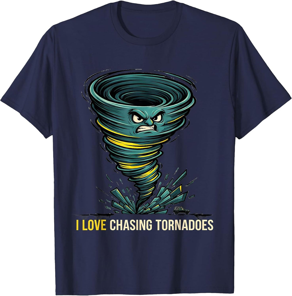 I Love Chasing Tornadoes Funny Storm Chaser Meteorology T-Shirt - Navy Blue