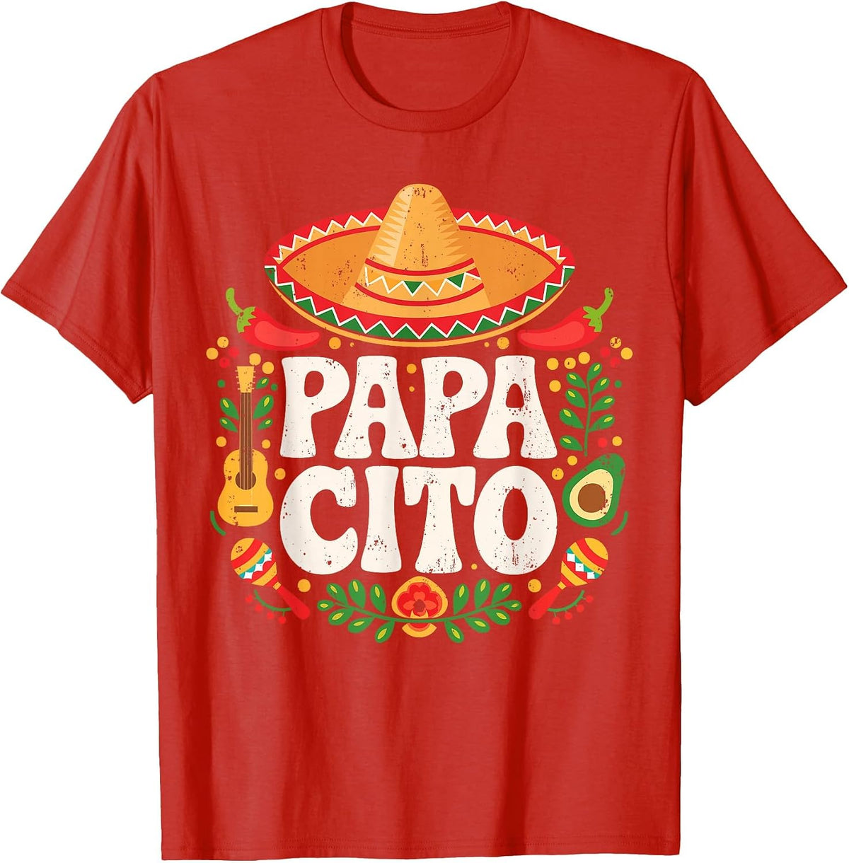 Papacito Shirt Funny Mexican Dad Men Cinco De Mayo Fiesta T-Shirt - Red