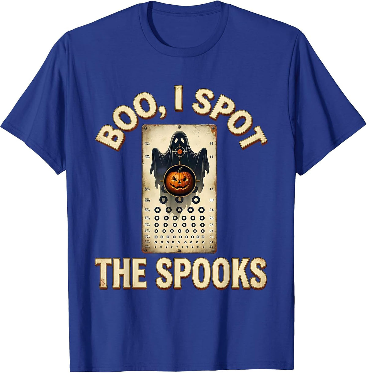 Men's Boo I Spot The Spooks Vintage Halloween Optometrist Eye T-Shirt - Royal Blue