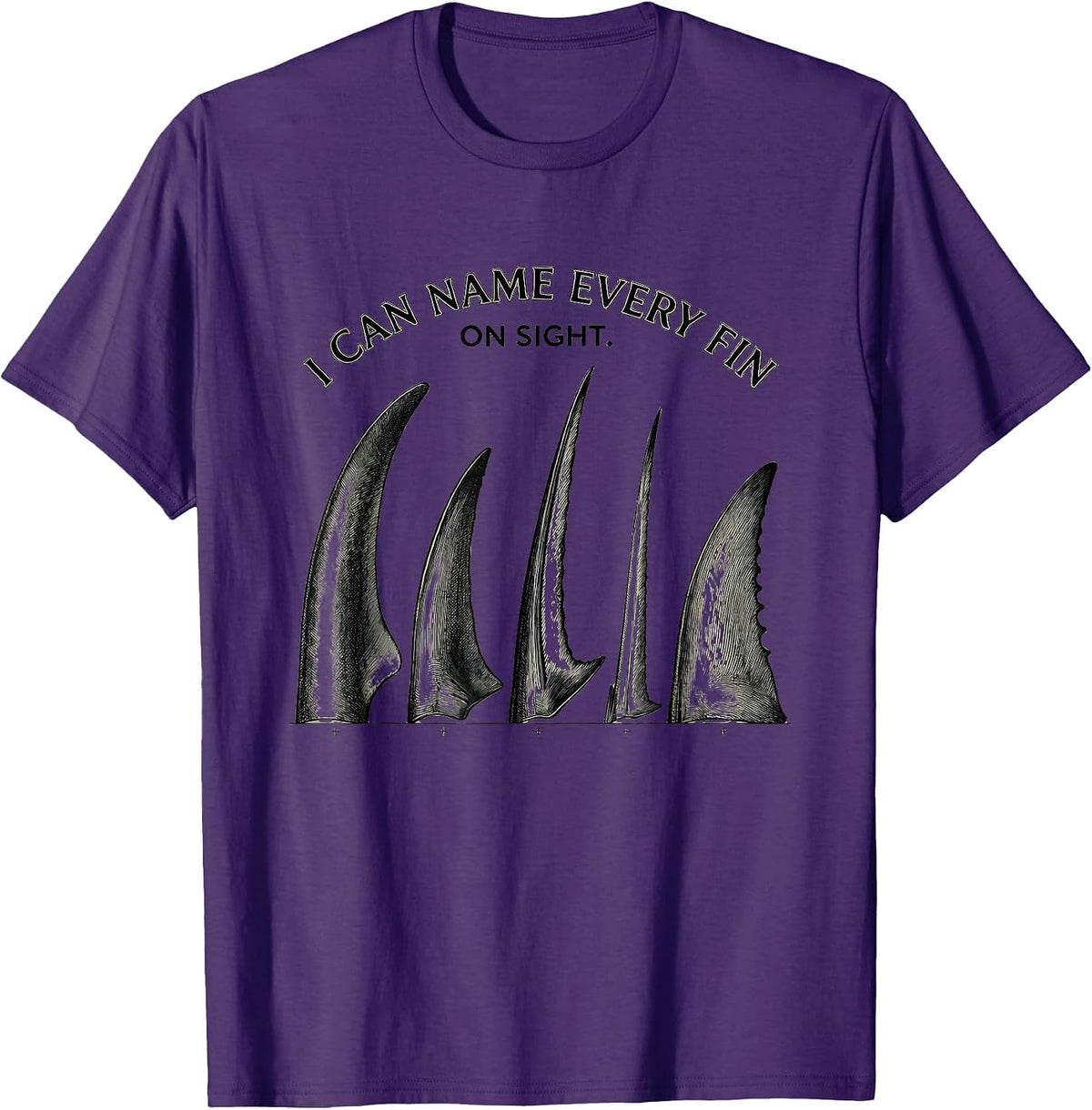 I Can Name Every Fin On Sight Botanical Shark Lover Marine T-Shirt - Purple