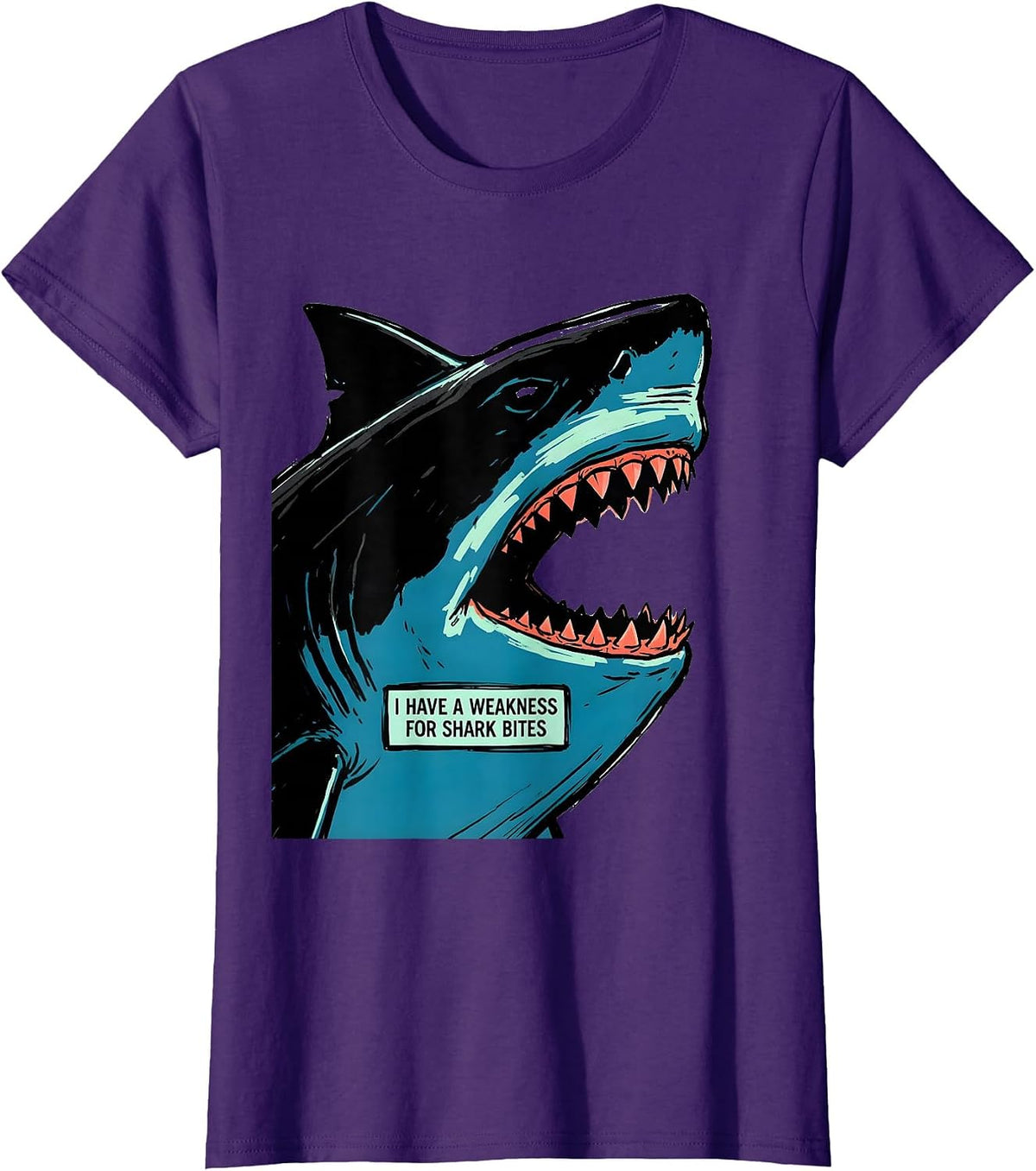 Women's I Have A Weakness For Shark Bites Funny Shark Lover Ocean T-Shirt - Purple