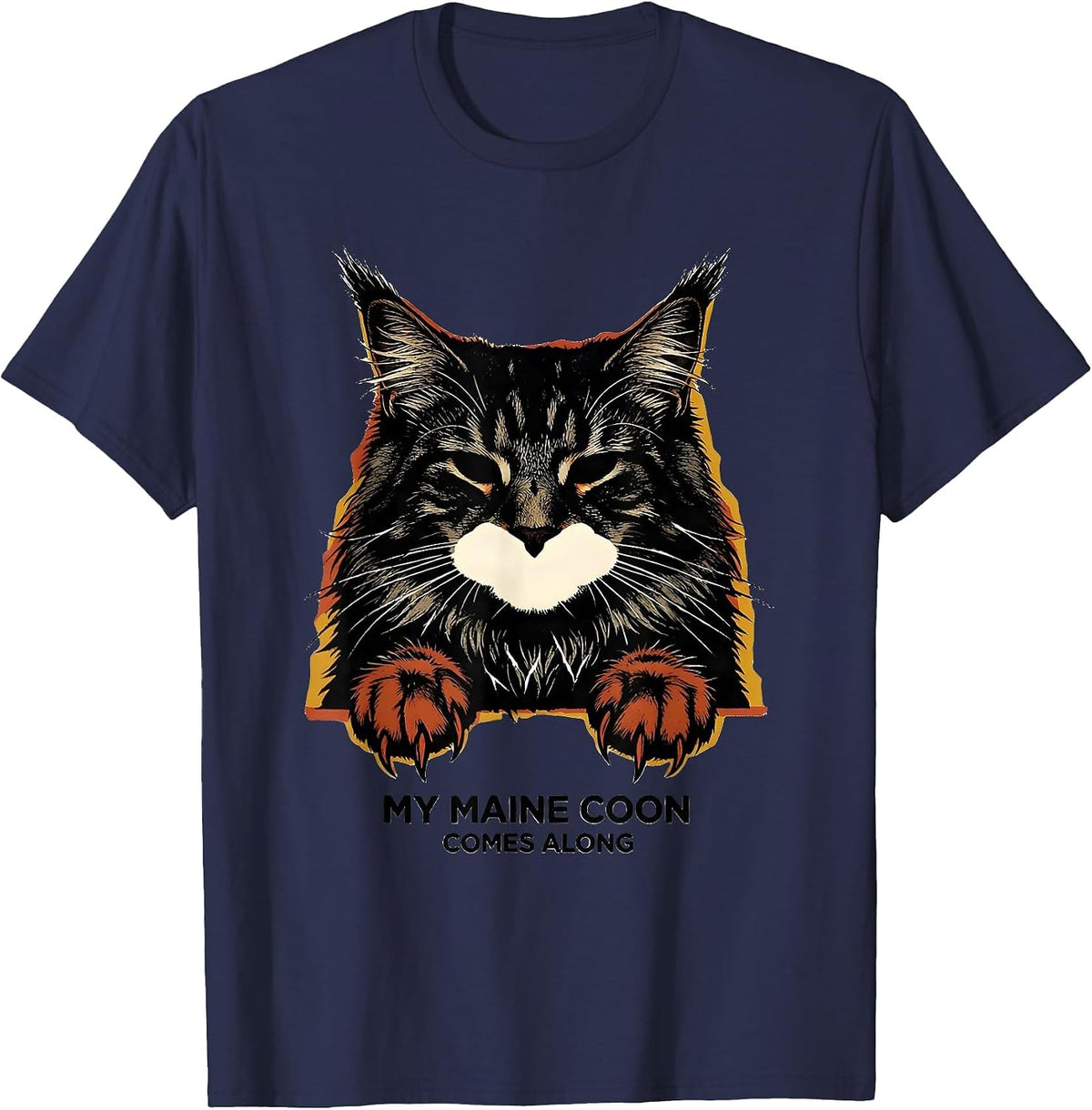 Men's My Maine Coon Comes Along Cute Cat Owner Pet Lover Gift T-Shirt - Navy Blue