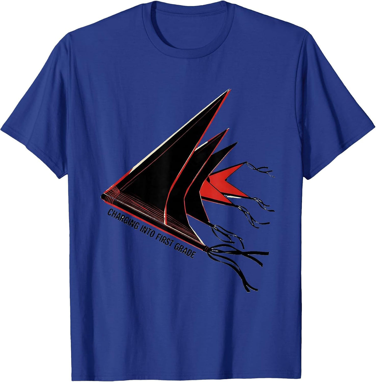 Charging Into First Grade Futurist Dynamism Girls Back T-Shirt - Royal Blue