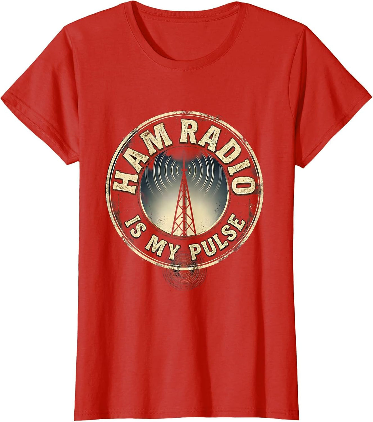 Ham Radio Is My Pulse Vintage Funny Ham Operator T-Shirt - Red