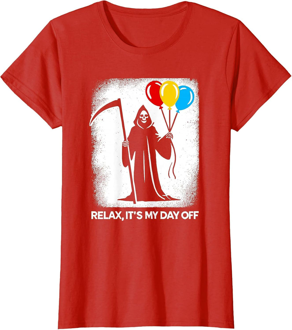 Grim Reaper Day Off Funny Halloween Funny Grim Reaper T-Shirt - Red