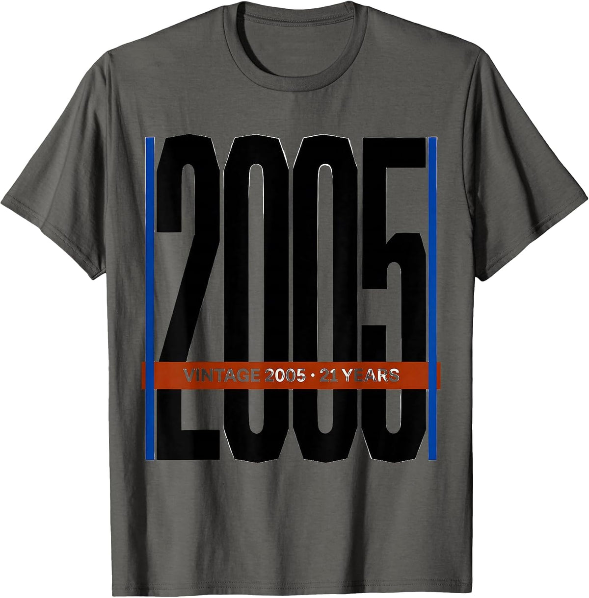 Men's Vintage 2005 · 21 Years Milestone Birthday Gift T-Shirt - Asphalt Grey