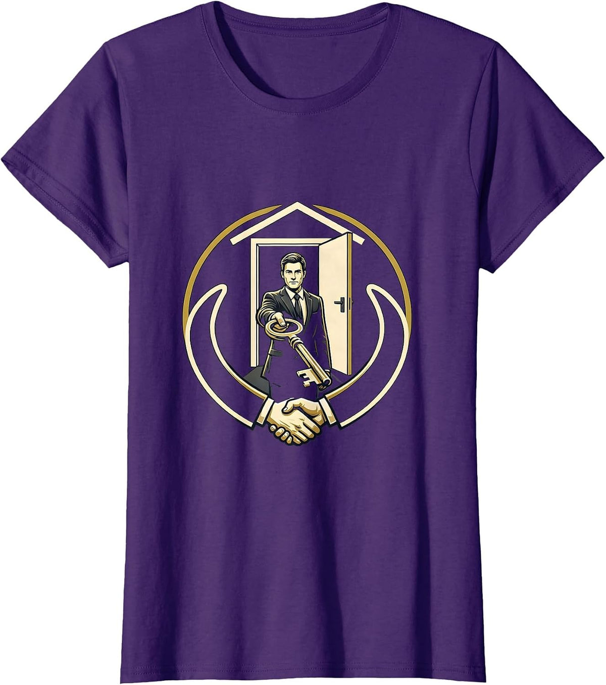 Women's Real Estate Agent House Key Emblem Realtor Gift T-Shirt - Purple