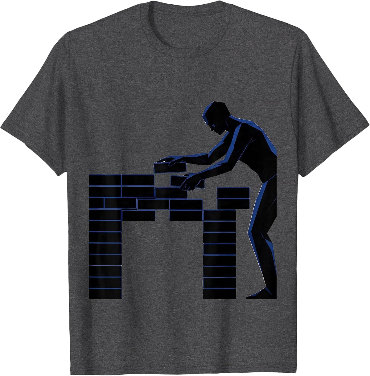Bridge Builder Illustration Graphic Design T-Shirt - Dark Heather Grey