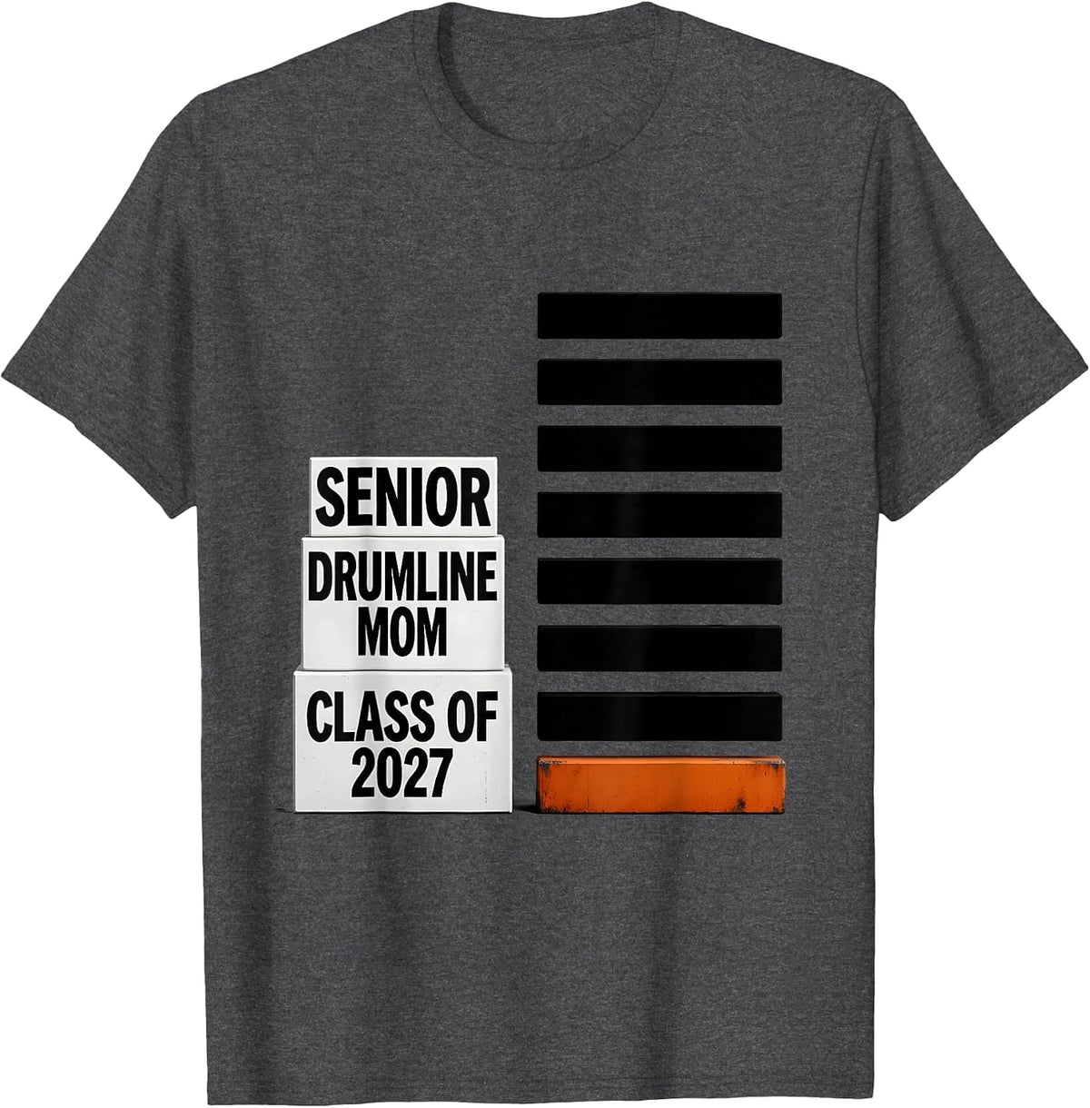 Senior Drumline Mom Class Of 2027 Marching Band Senior Night T-Shirt - Dark Heather Grey