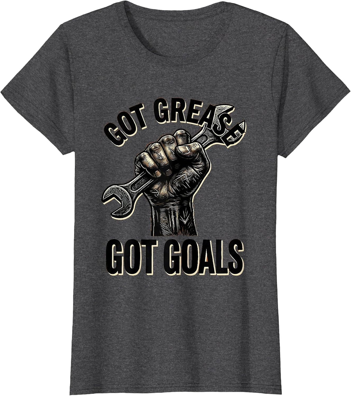 Women's Got Grease Got Goals Mechanic Pride Design T-Shirt - Dark Heather Grey