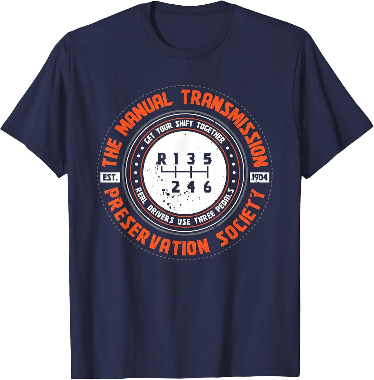 Manual Transmission Preservation Society Driving Driver T-Shirt - Navy Blue