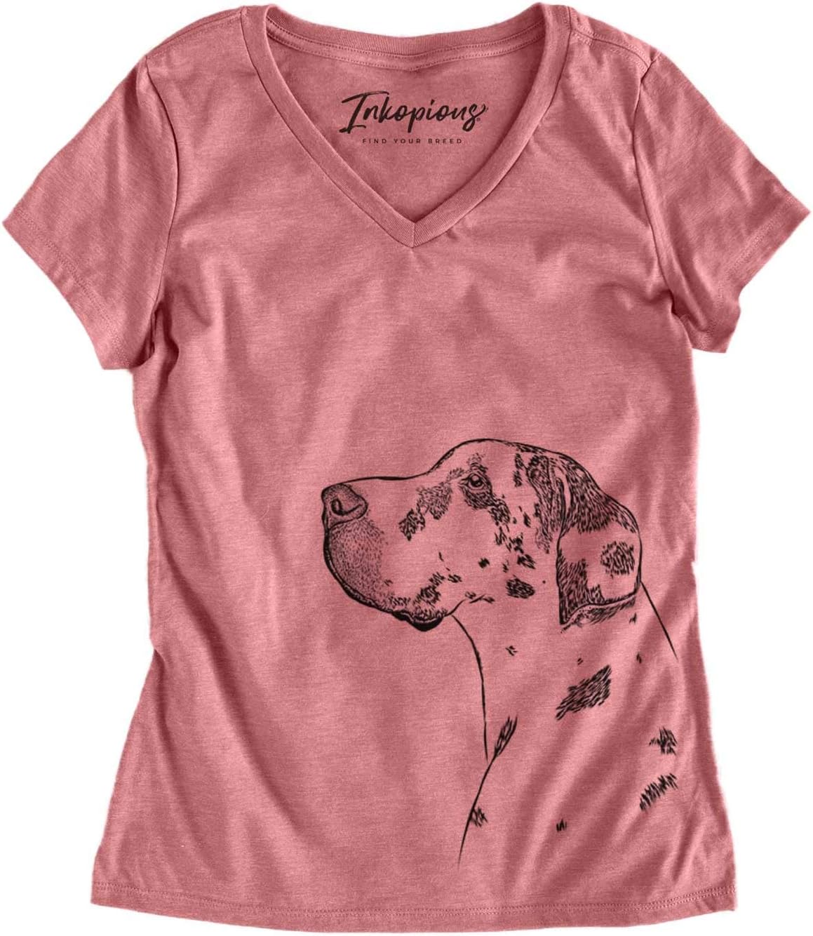 Inkopious Great Dane Profile Triblend T-Shirt - Dusty Rose V-neck