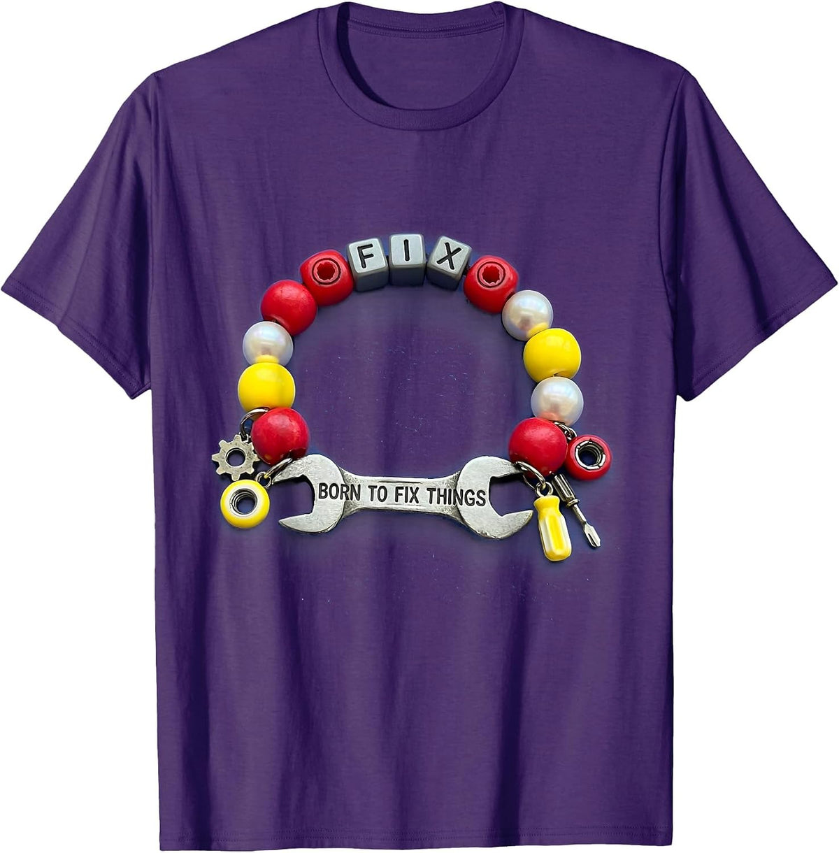 Men's Born to Fix Things Mechanic Graphic Design T-Shirt - Purple