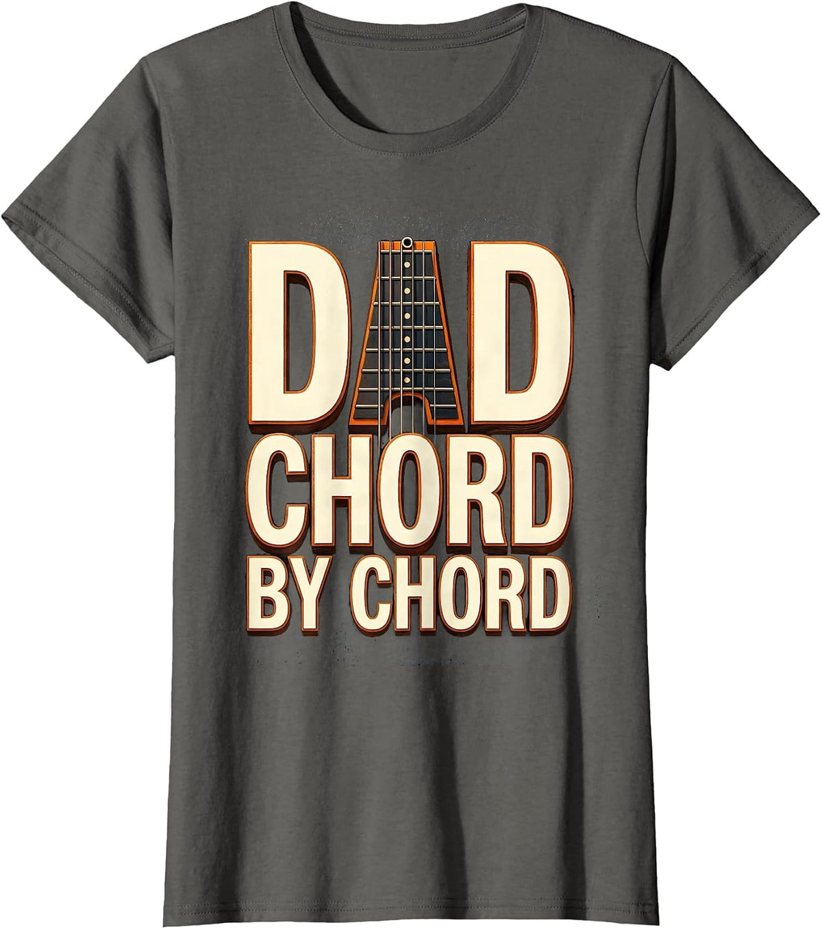 Women's Dad Chord By Chord Funny Guitar Player Dad Gift Humor T-Shirt - Asphalt Grey