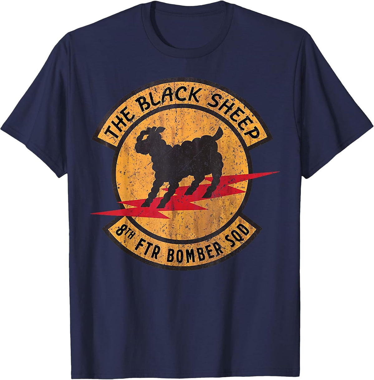Vintage Black Sheep 8th FTR Bomber Squadron T-Shirt - Navy Blue