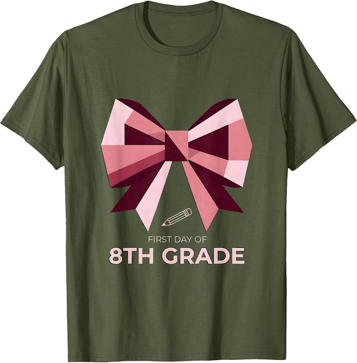 Men's First Day Of 8th Grade Coquette Bow Back To School Girl T-Shirt - Olive Green