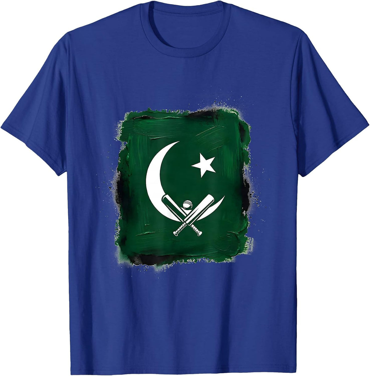 Men's Pakistan Green Flag Cricket Heritage Pride T-Shirt - Royal Blue