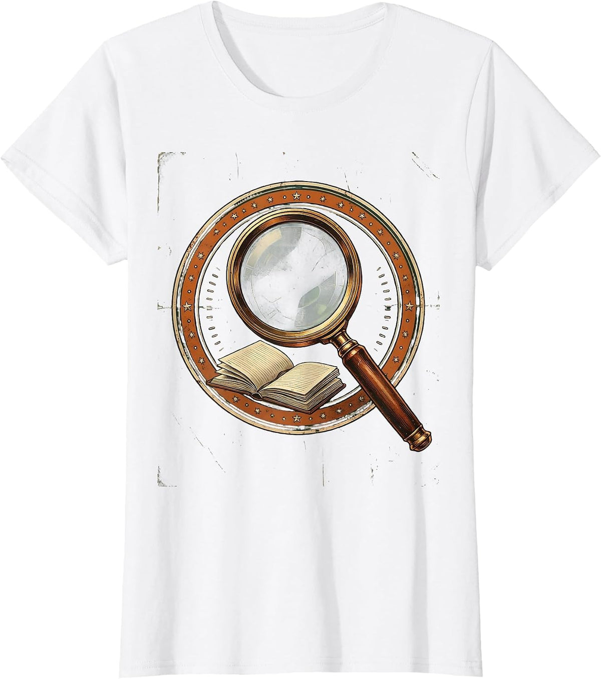 4th Grade Teacher Magnifying Glass Notebook Gift T-Shirt - White
