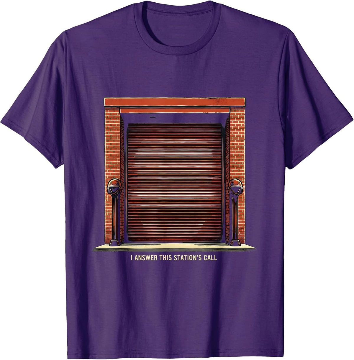 Men's I Answer This Station's Call Funny Firefighter Humor Gift T-Shirt - Purple