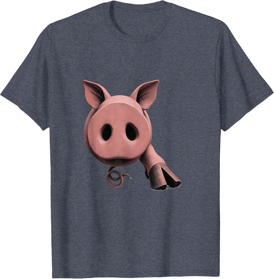 Minimalist Pig Sign Pig Lover Halloween Costume Humor T-Shirt - Heather Blue