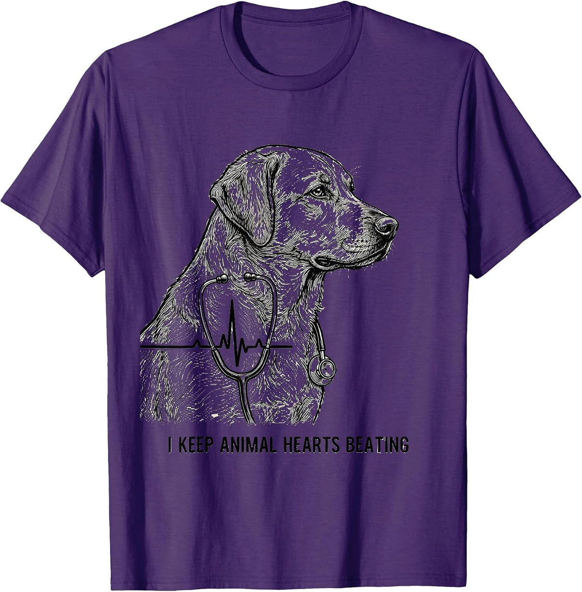 Men's I Keep Animal Hearts Beating Funny Vet Tech Veterinary T-Shirt - Purple