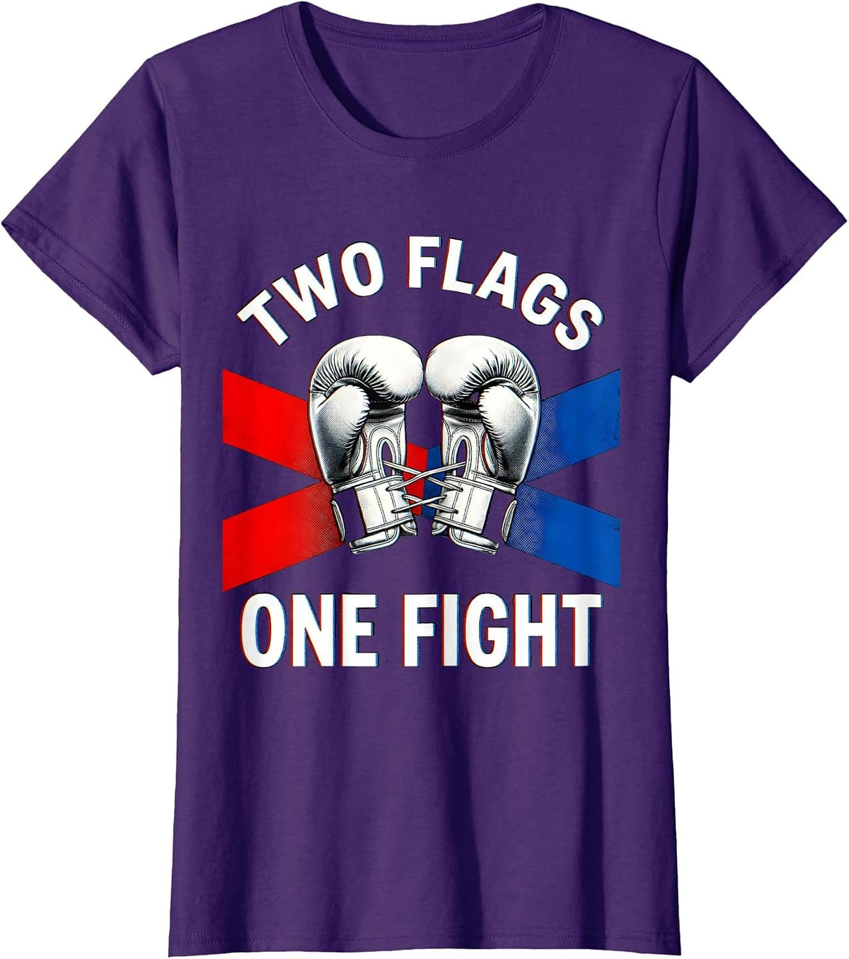 Women's Two Flags One Fight Mexican Boxing Gloves National Pride T-Shirt - Purple