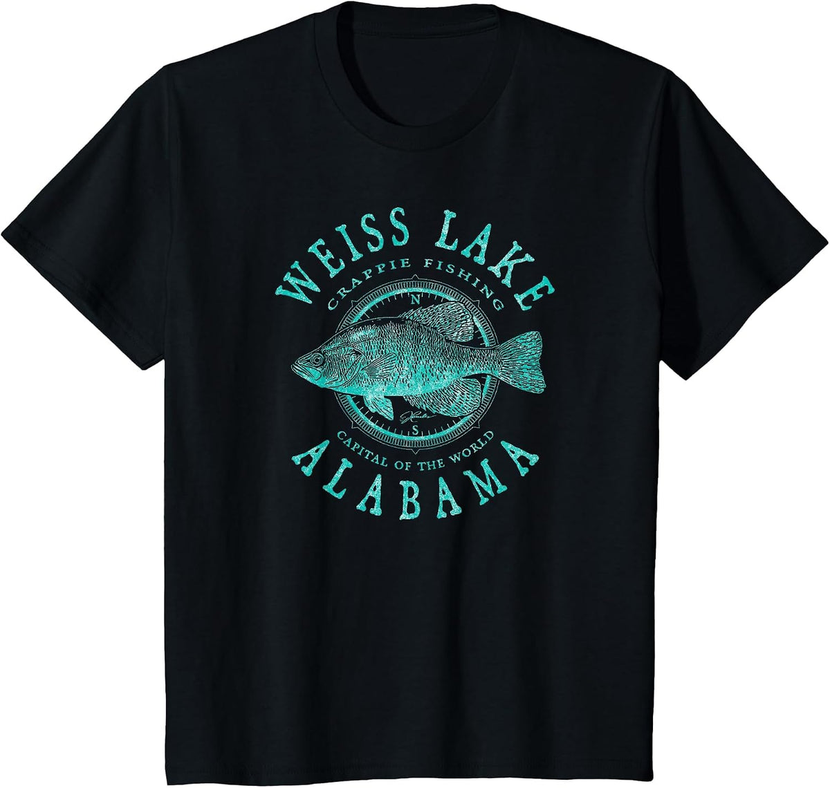 JCombs White Lake, Alabama, Crappie Fishing T-Shirt - Black