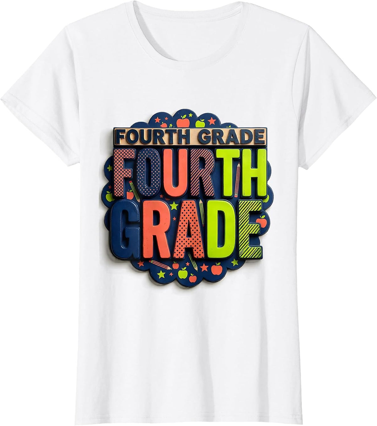 FOURTH GRADE For Boys Girls Back To School First Day Fourth T-Shirt - White
