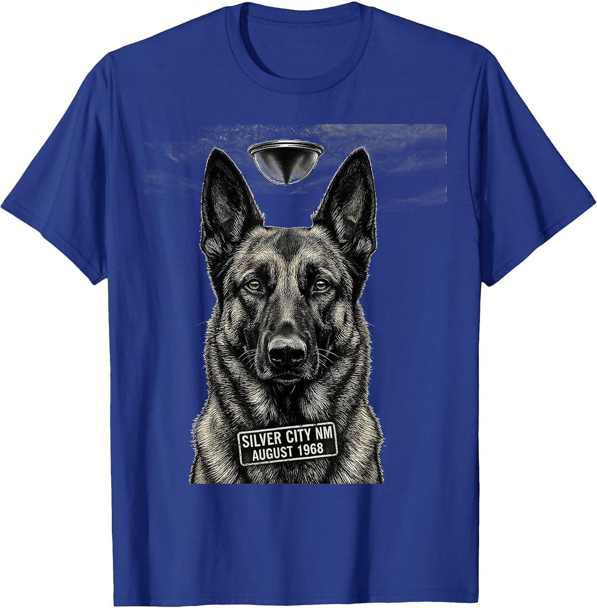 Men's Silver City NM August 1968 Monochromatic Belgian Malinois T-Shirt - Royal Blue