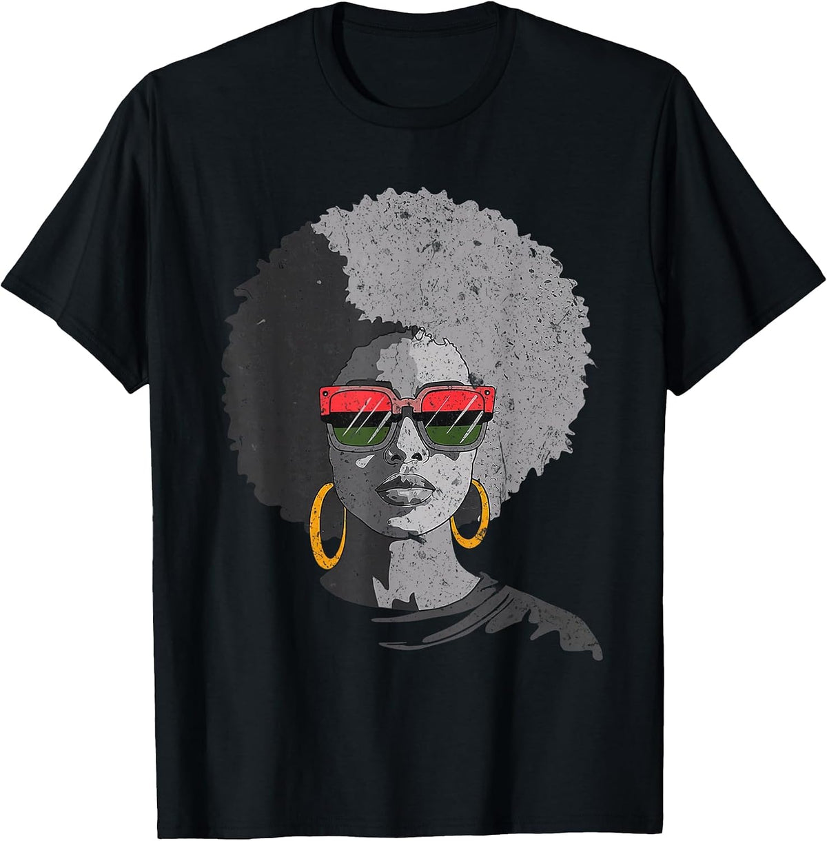 Women Black Queen Afro Melanin Face Dripping Juneteenth T-Shirt - Black