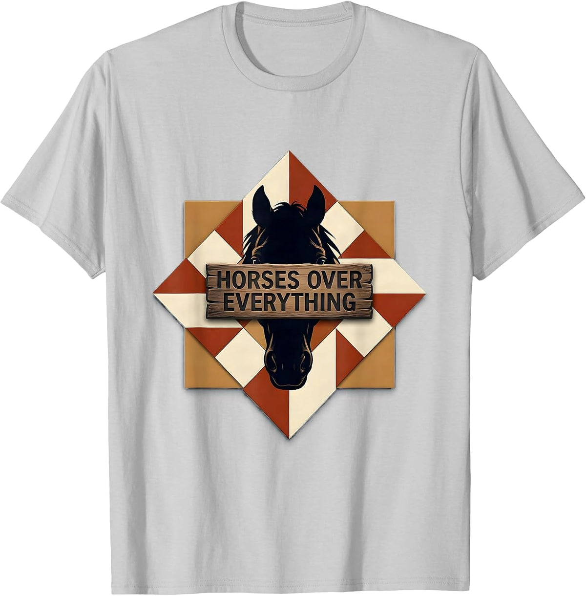 Men's Horses Over Everything Western Design T-Shirt - Silver Grey
