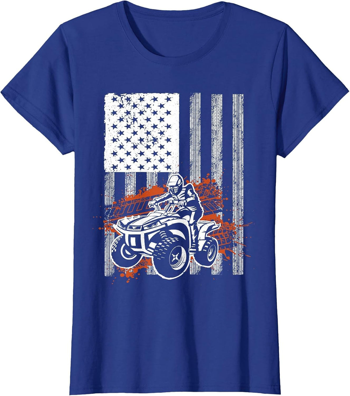 Cool ATV for Men Women Quad Racing Squad USA Flag 4 Wheeler T-Shirt - Royal Blue