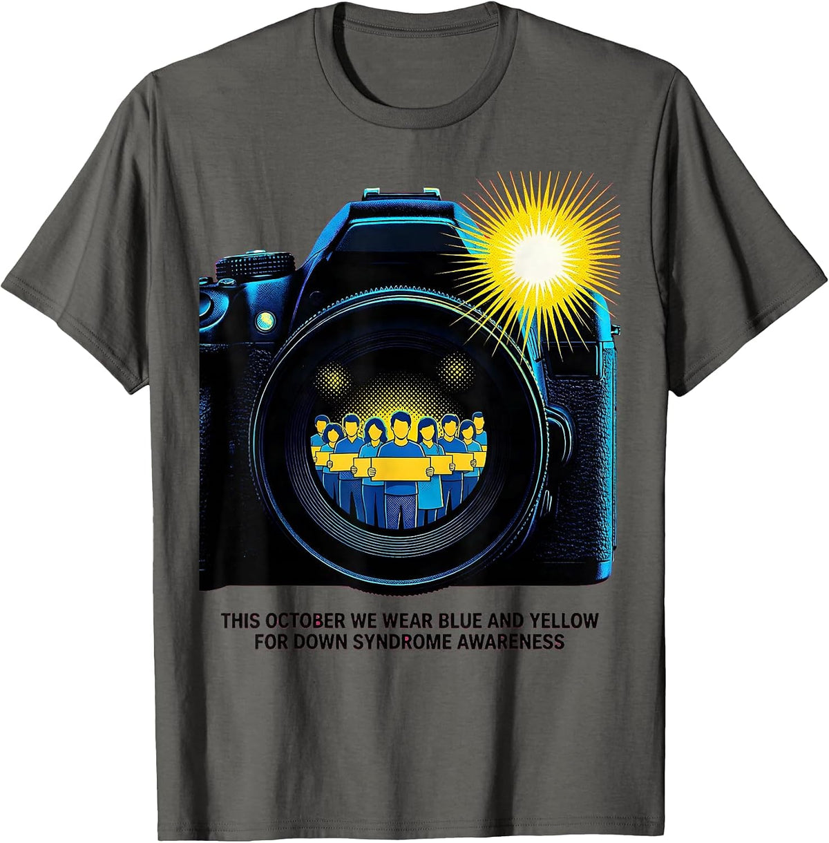 Men's This October We Wear Blue And Yellow Down Syndrome Awareness T-Shirt - Asphalt Grey