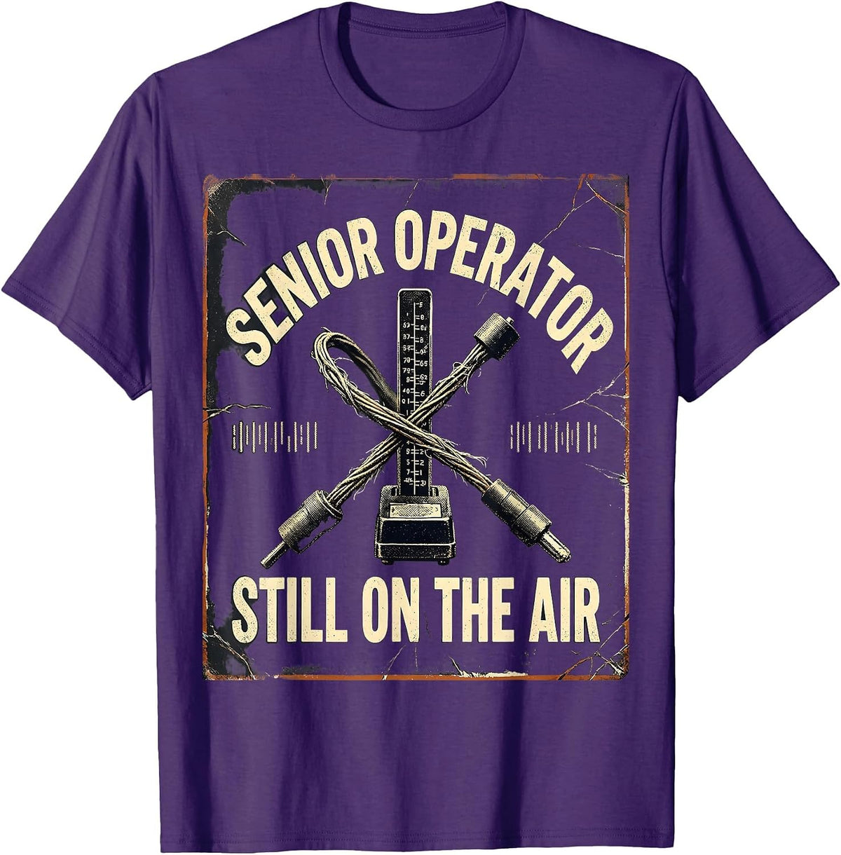 Senior Operator Still On The Air Distressed Ham Radio Funny T-Shirt - Purple