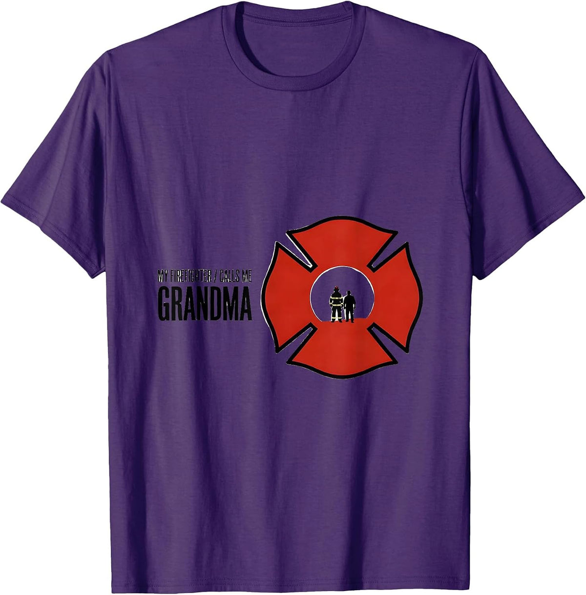 My Firefighter Calls Me Grandma Thin Red Line Family Tribute T-Shirt - Purple