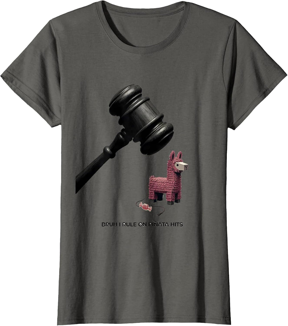 Women's Bruh I Rule On Piñata Hits Funny Llama Pinata Family Party T-Shirt - Asphalt Grey
