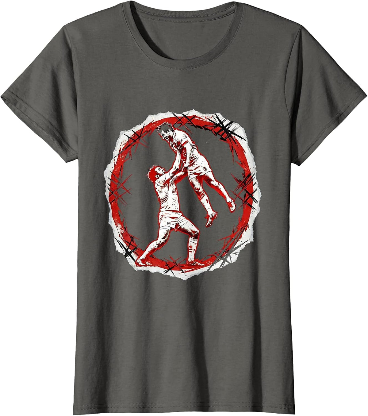 Women's Rugby Lineout Lift Graphic Illustration T-Shirt - Asphalt Grey