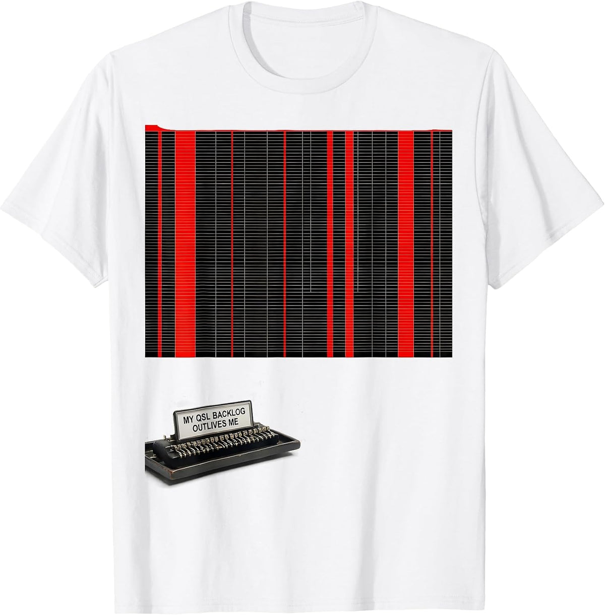 Men's My QSL Backlog Outlives Me Funny Ham Radio Operator Humor T-Shirt - White