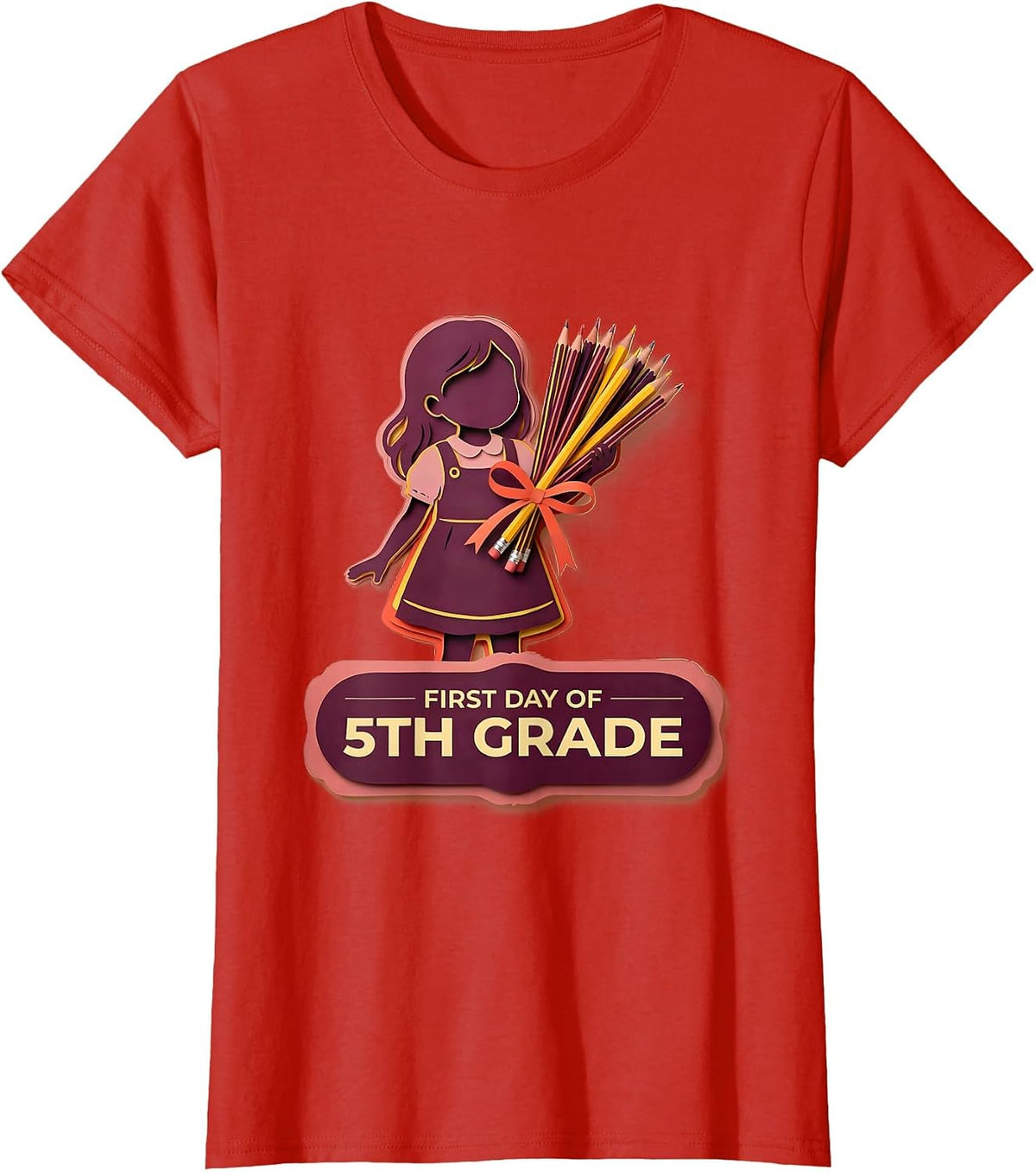 Women's First Day Of 5th Grade Coquette Back To School Girls Kids T-Shirt - Red