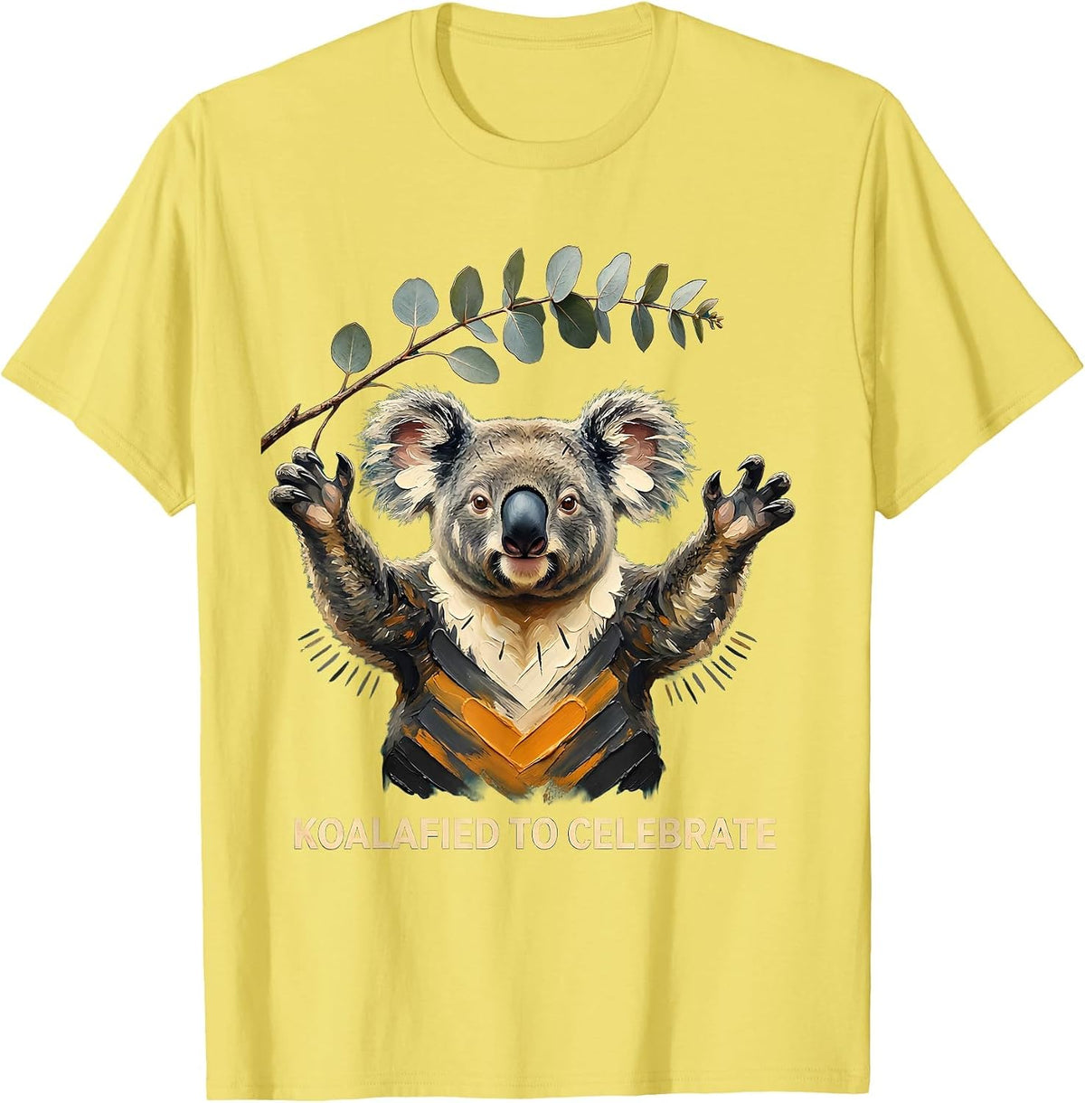 Men's Koalafied To Celebrate Funny Koala Pun Animal Lover T-Shirt - Lemon Yellow