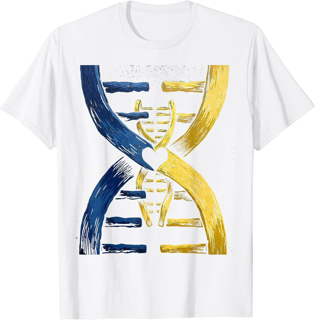 Men's Chromosome Interlock Heartfelt Down Syndrome Support T-Shirt - White