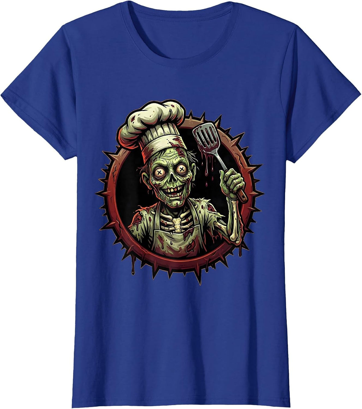 Women's Zombie Chef Halloween Costume Graphic T-Shirt - Royal Blue