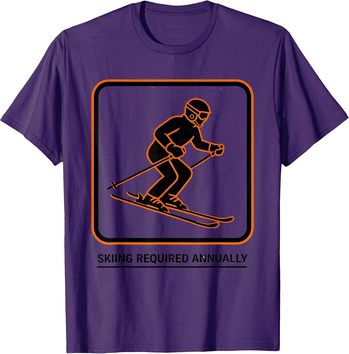 Men's Skiing Required Annually Funny Skiers Alpine Winter Sport T-Shirt - Purple