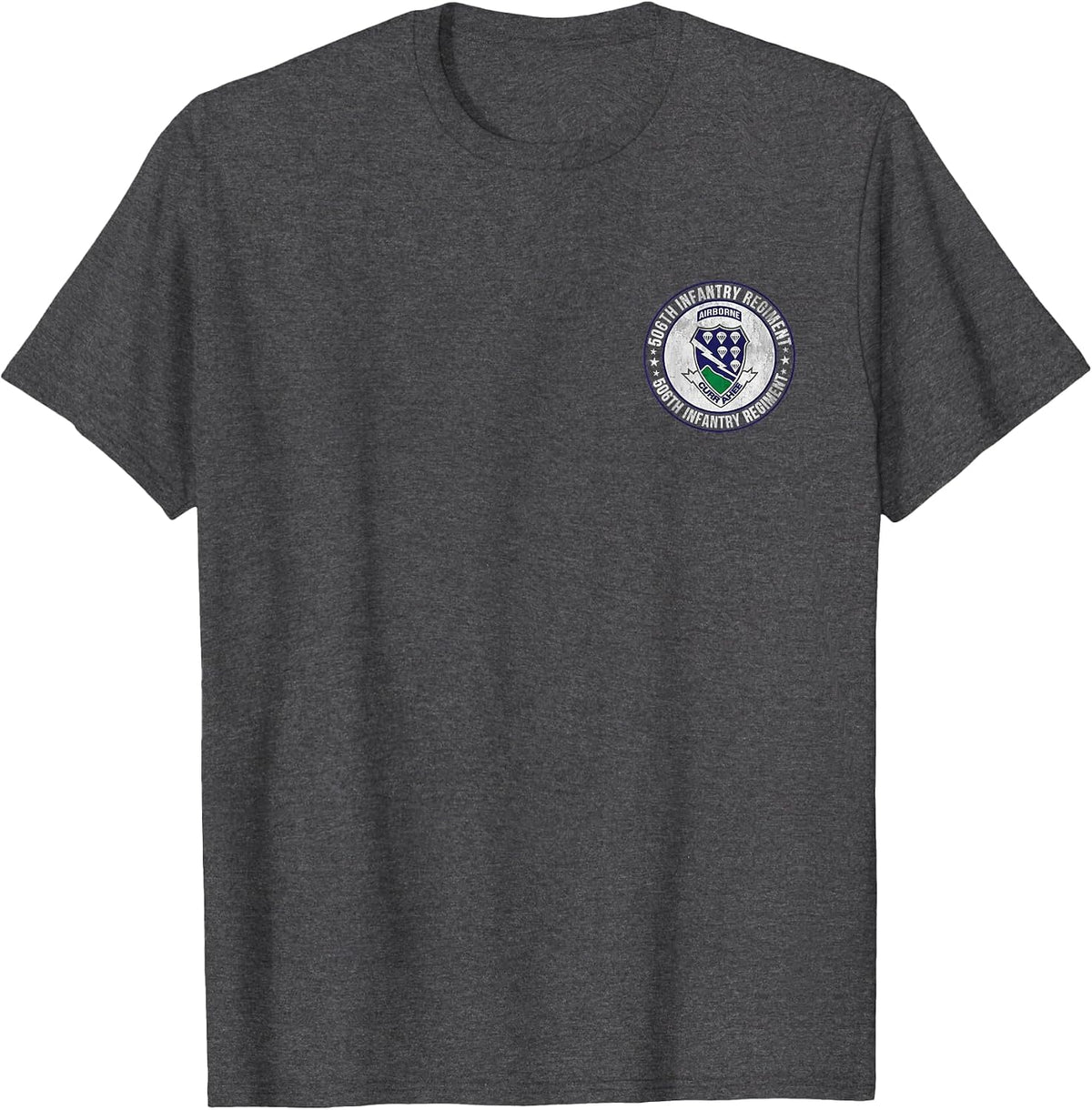 506th Infantry Regiment Military Veterans Day Father Day T-Shirt - Dark Heather Grey