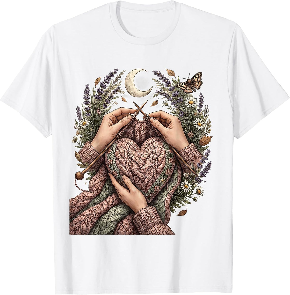 Men's Knitting With Love Heart Blanket Kindness Design T-Shirt - White