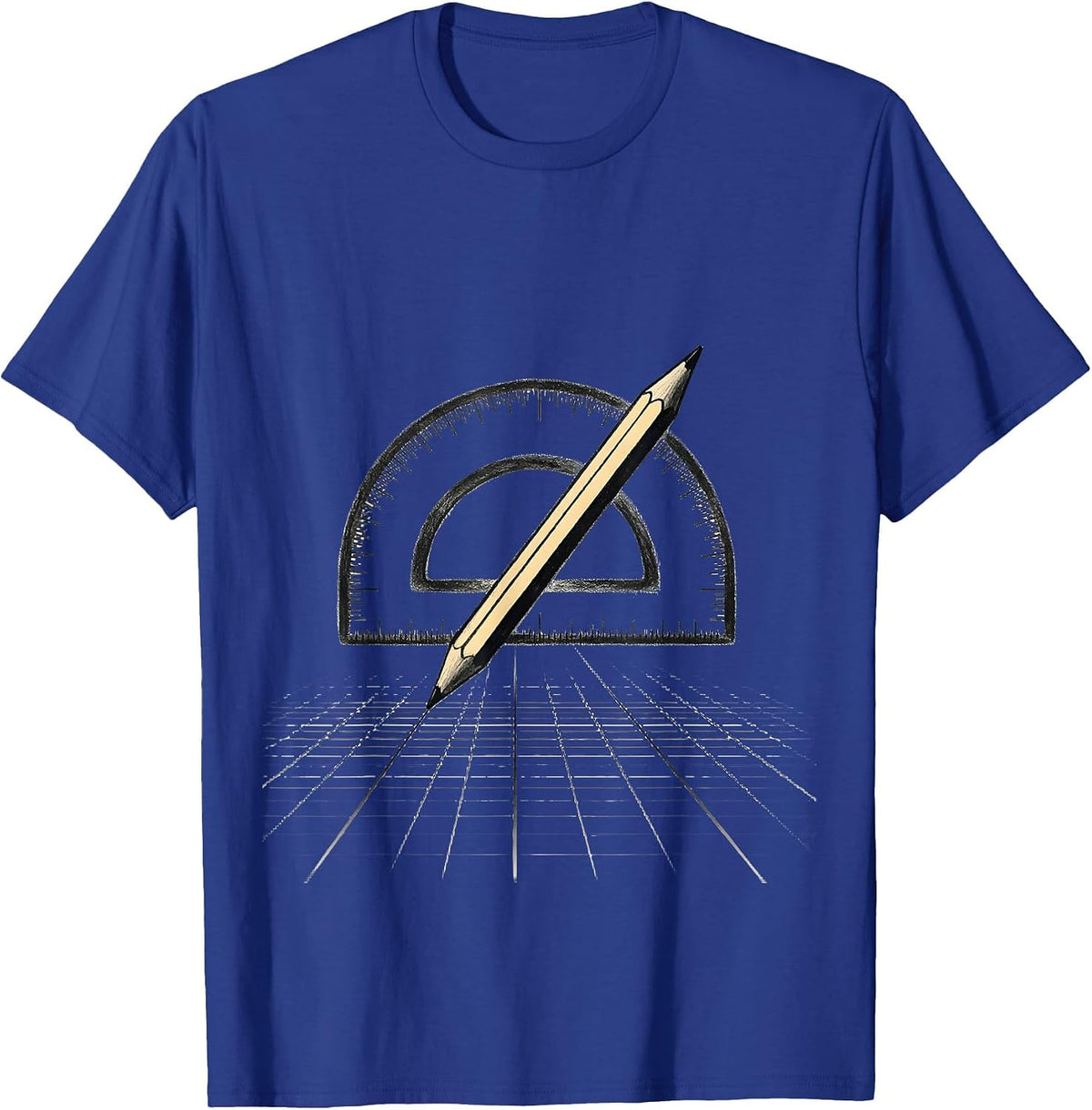 Men's Teacher Math Geometry Protractor Pencil Graph Design T-Shirt - Royal Blue