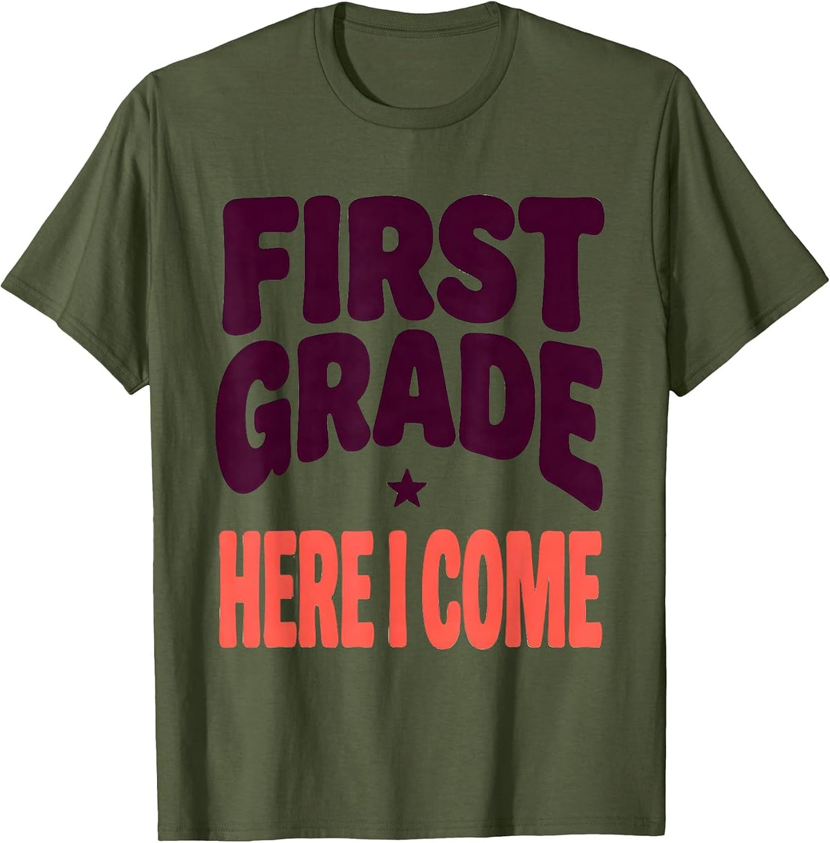 Men's First Grade Here I Come Cute Dumpling Back to School Girl T-Shirt - Olive Green
