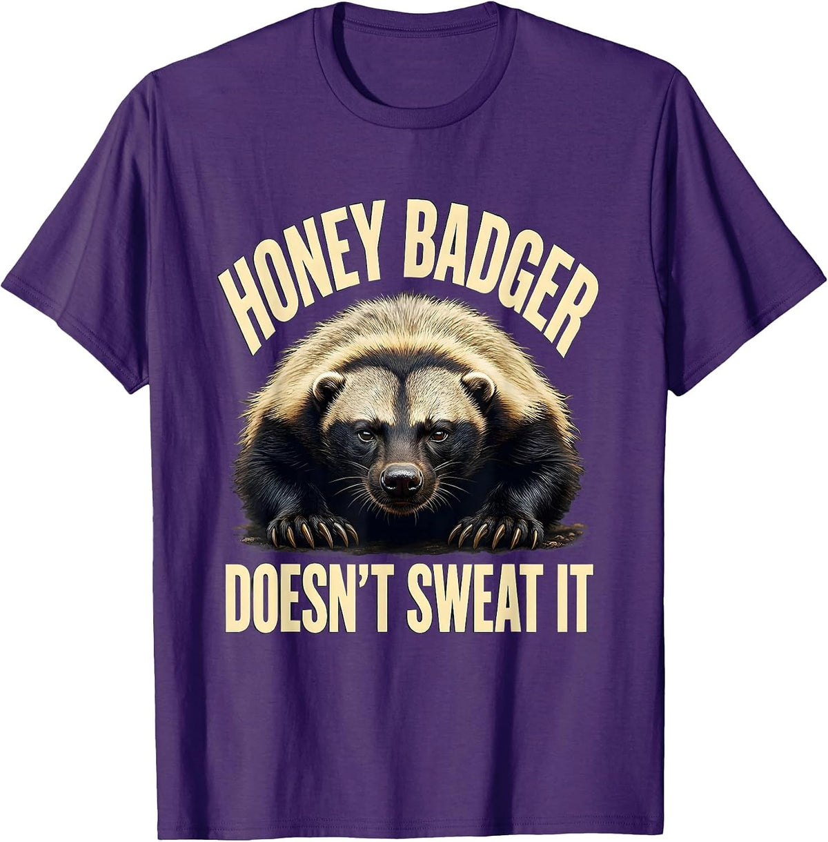 Men's Honey Badger Doesn't Sweat It Funny Animal Lover Humor T-Shirt - Purple