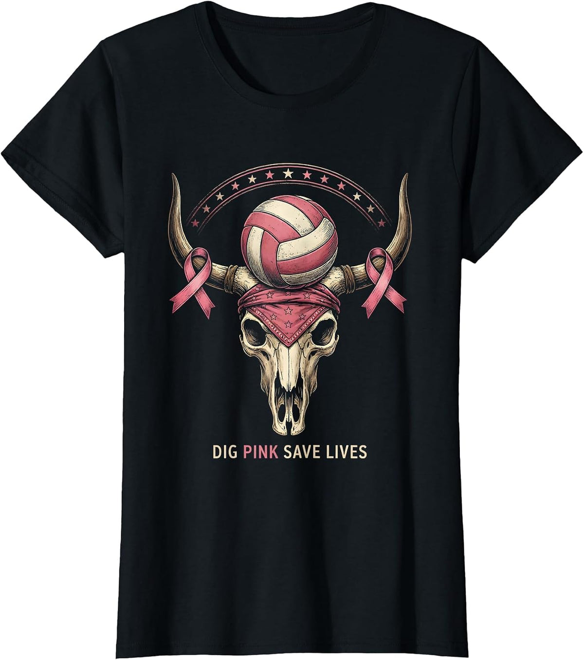 Dig Pink Save Lives Volleyball Awareness Design T-Shirt - Black